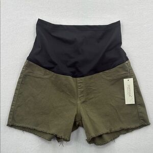 3For$20 Just USA Women's High-Waisted Olive Fray Maternity Shorts size 32